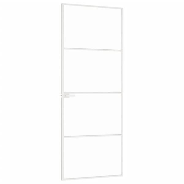 Innentür Weiß 76x201,5 cm Hartglas & Aluminium Schlank
