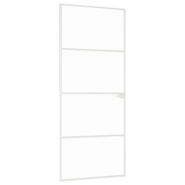 Innentür Weiß 83x201,5 cm Hartglas & Aluminium Schlank