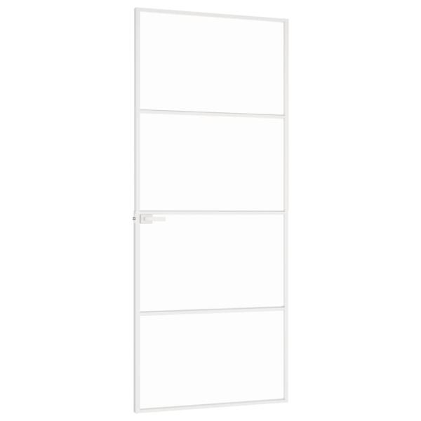 Innentür Weiß 83x201,5 cm Hartglas & Aluminium Schlank