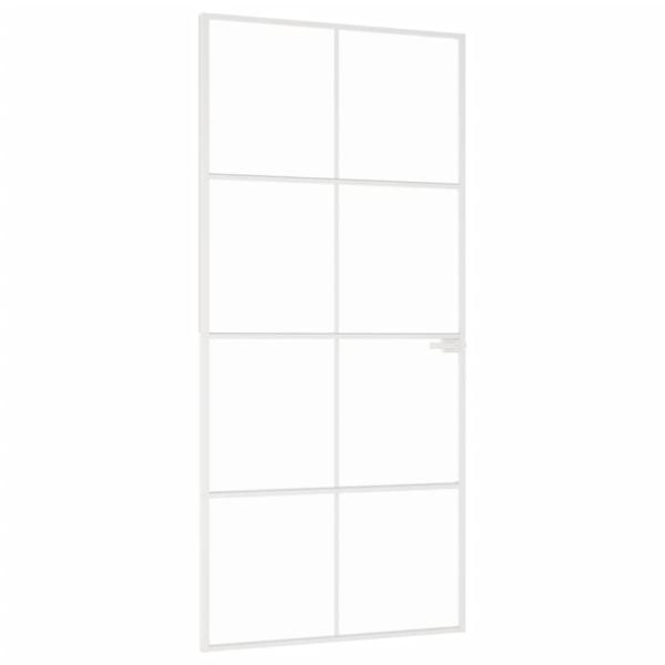 Innentür Weiß 93x201,5 cm Hartglas & Aluminium Schlank