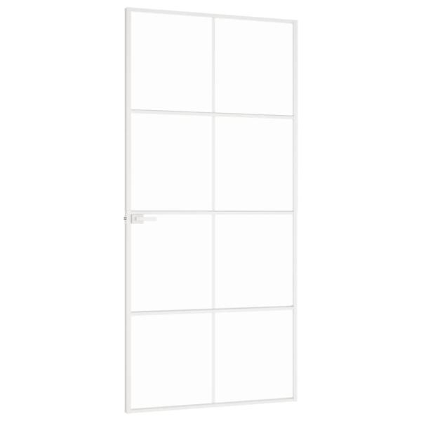 Innentür Weiß 93x201,5 cm Hartglas & Aluminium Schlank