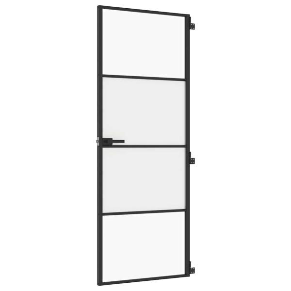 Innentür Schlank Schwarz 76x201,5 cm Hartglas und Aluminium