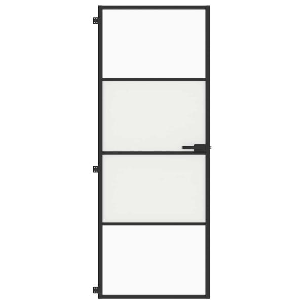 Innentür Schlank Schwarz 76x201,5 cm Hartglas und Aluminium