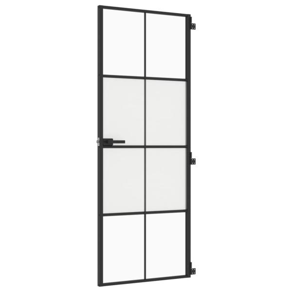 Innentür Schlank Schwarz 76x201,5 cm Hartglas und Aluminium