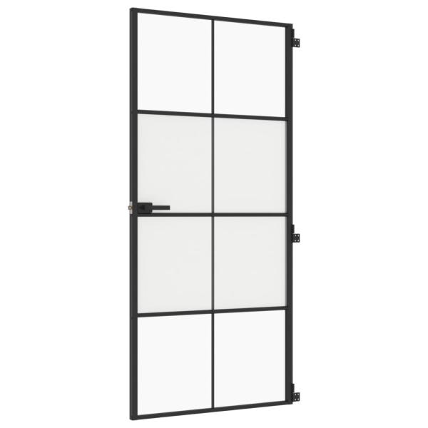 Innentür Schlank Schwarz 93x201,5 cm Hartglas & Aluminium
