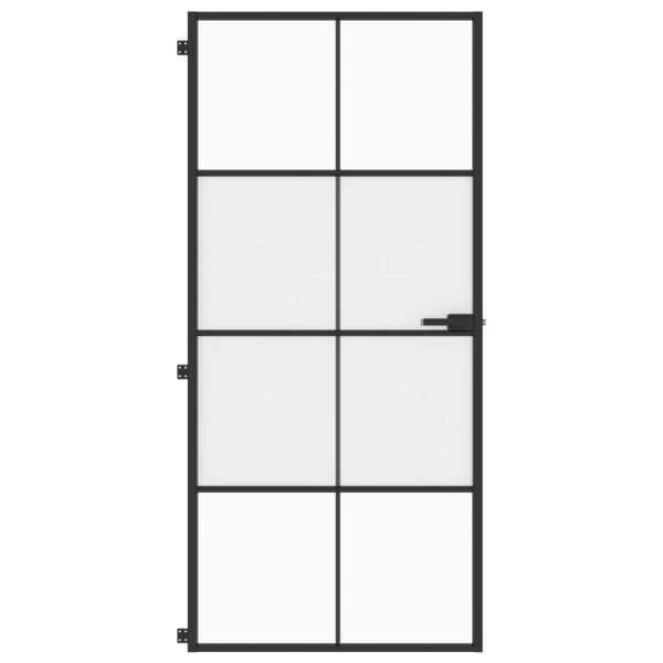 Innentür Schlank Schwarz 93x201,5 cm Hartglas & Aluminium