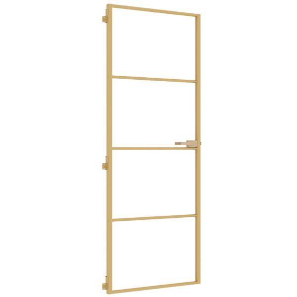 Innentür Schlank Golden 76x201,5 cm Hartglas und Aluminium