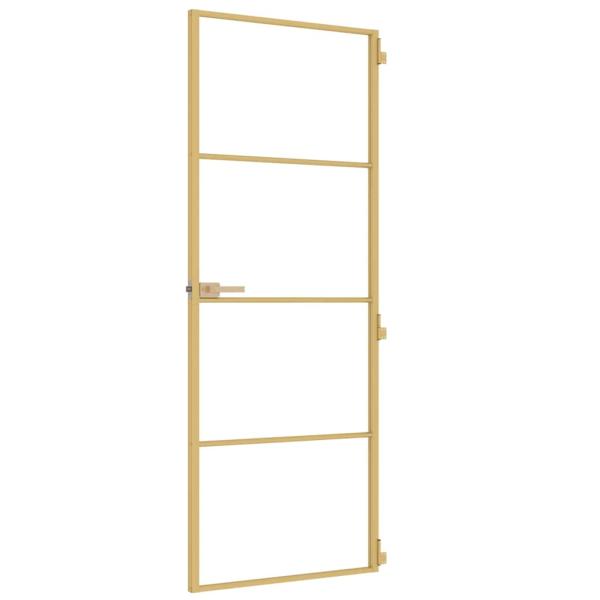 Innentür Schlank Golden 76x201,5 cm Hartglas und Aluminium