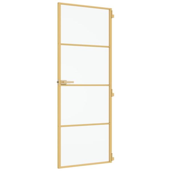 Innentür Schlank Golden 76x201,5 cm Hartglas und Aluminium