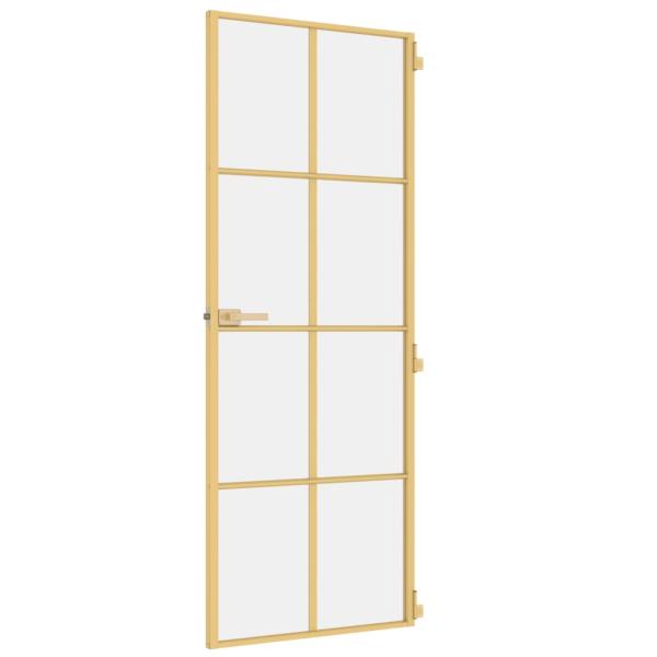 Innentür Schlank Golden 76x201,5 cm Hartglas und Aluminium