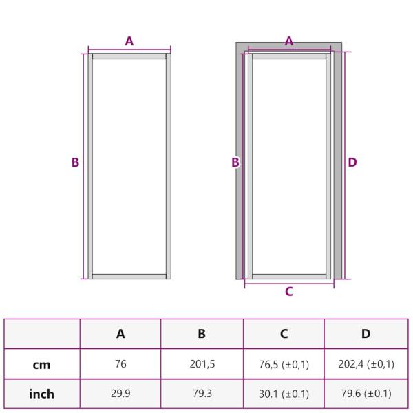 Innentür Schlank Golden 76x201,5 cm Hartglas und Aluminium