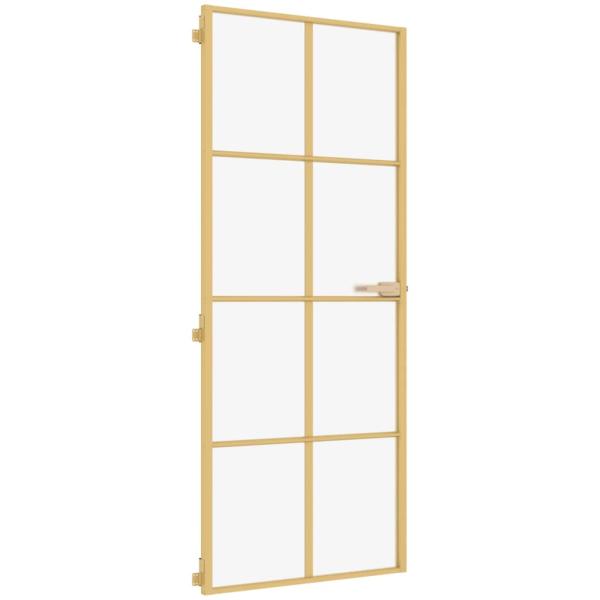 Innentür Schlank Golden 83x201,5 cm Hartglas und Aluminium