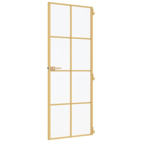 Innentür Schlank Golden 83x201,5 cm Hartglas und Aluminium