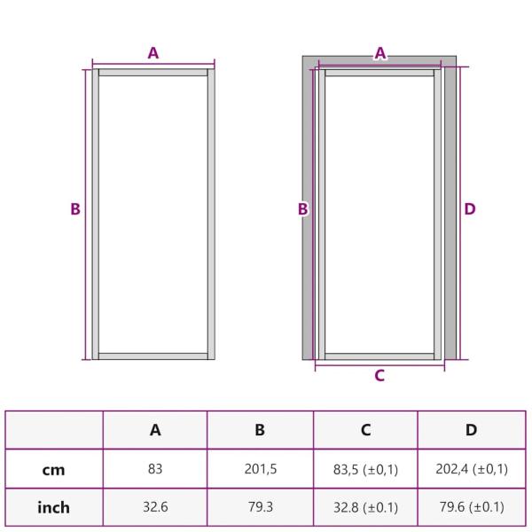 Innentür Schlank Golden 83x201,5 cm Hartglas und Aluminium