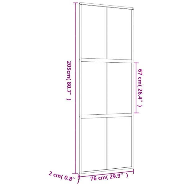 Schiebetür Golden 76x205 cm ESG-Klarglas und Aluminium