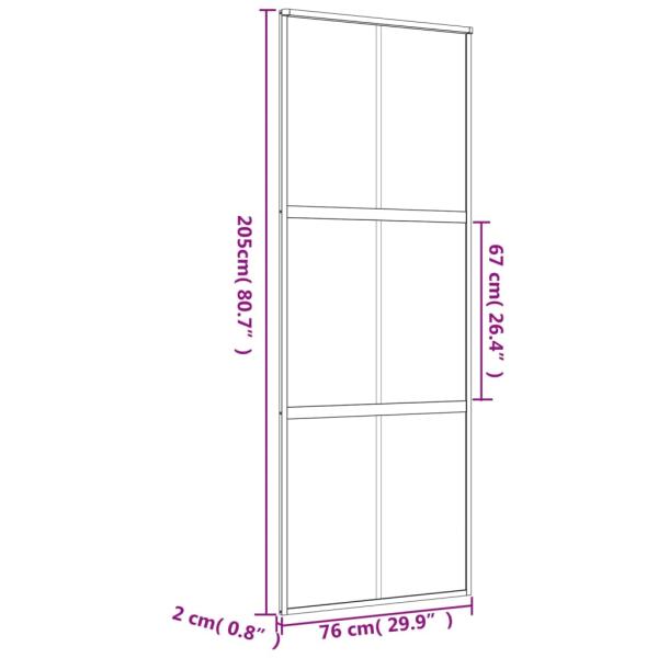 Schiebetür Golden 76x205 cm ESG-Klarglas und Aluminium