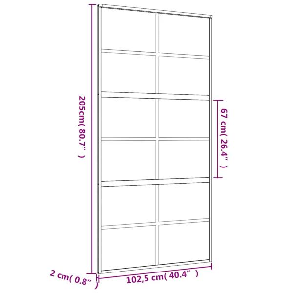 Schiebetür Golden 102,5x205 cm ESG-Klarglas und Aluminium