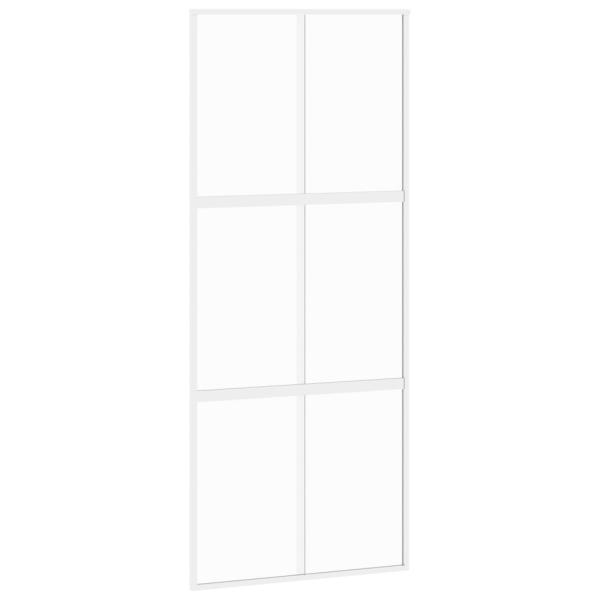 Schiebetür Weiß 90x205 cm Hartglas und Aluminium