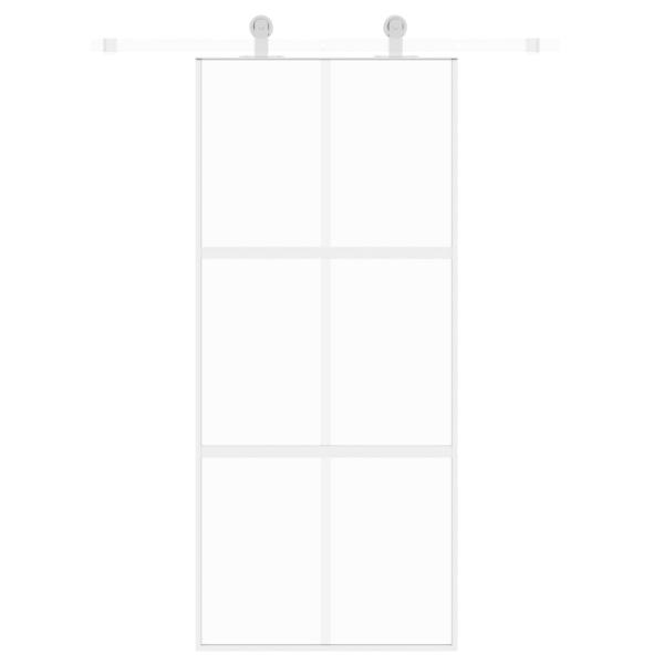 Schiebetür Weiß 90x205 cm Hartglas und Aluminium