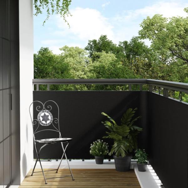 ARDEBO.de - Balkon-Sichtschutz Schwarz 1000x100 cm Poly Rattan