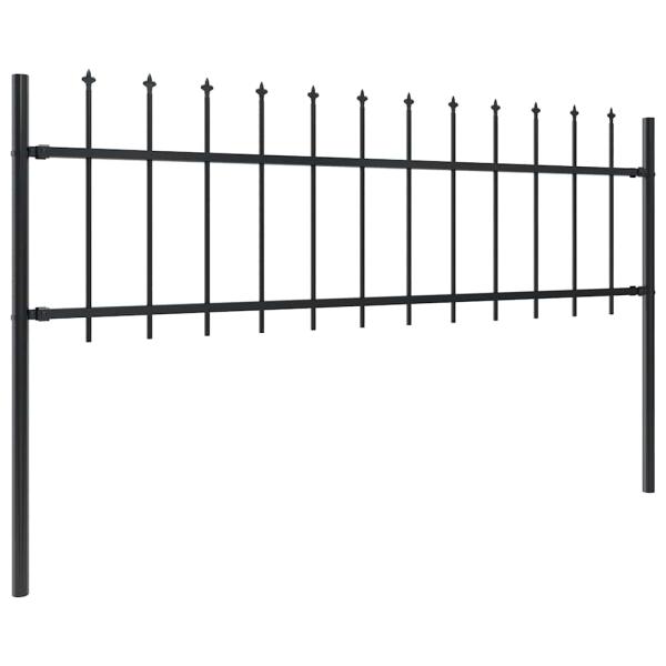 Gartenzaun mit Speerspitze Stahl 1005 x 60 cm Schwarz