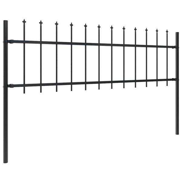Gartenzaun mit Speerspitze Stahl 1506 x 60 cm Schwarz