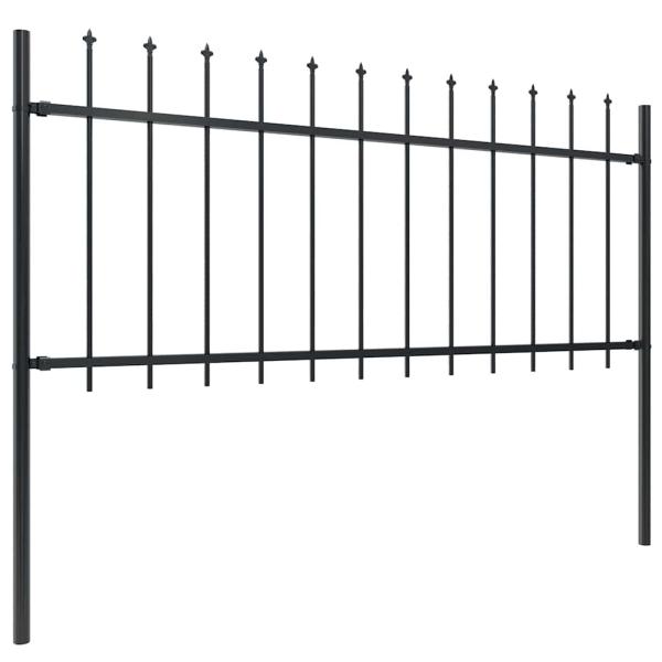 Gartenzaun mit Speerspitze Stahl 1339 x 80 cm Schwarz