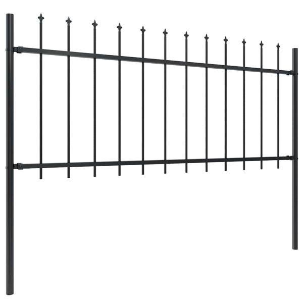 Gartenzaun mit Speerspitze Stahl 1673 x 80 cm Schwarz