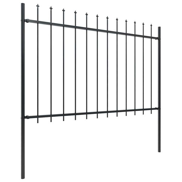 Gartenzaun mit Speerspitze Stahl 1506 x 120 cm Schwarz