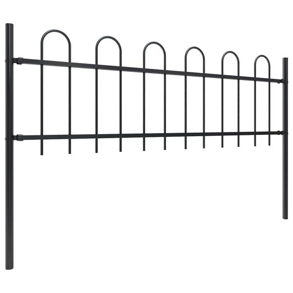 Gartenzaun mit Rundbogen Stahl 1506 x 60 cm Schwarz