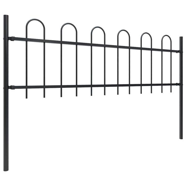 Gartenzaun mit Rundbogen Stahl 1673 x 60 cm Schwarz