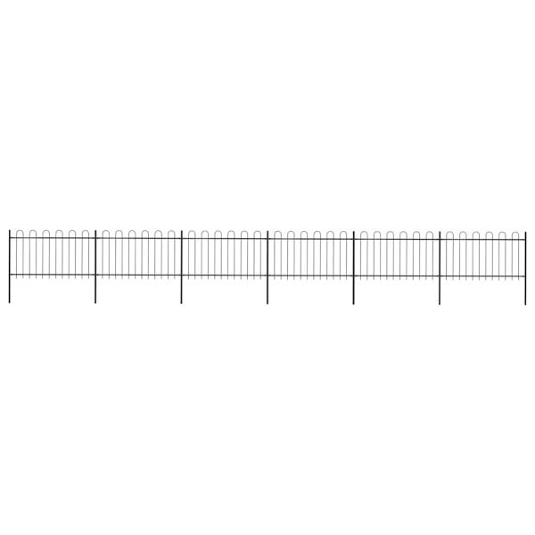 ARDEBO.de - Gartenzaun mit Rundbogen Stahl 1005 x 100 cm Schwarz