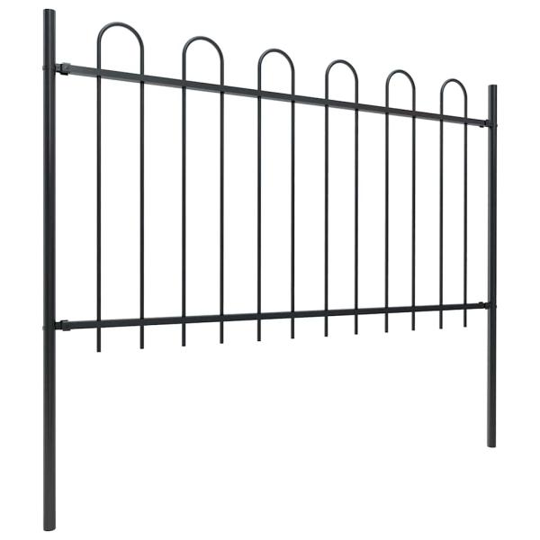 Gartenzaun mit Rundbogen Stahl 1005 x 100 cm Schwarz