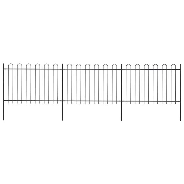 ARDEBO.de - Gartenzaun mit Rundbogen Stahl 504 x 120 cm Schwarz