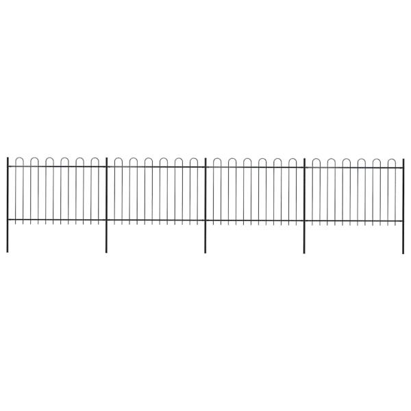 ARDEBO.de - Gartenzaun mit Rundbogen Stahl 671 x 120 cm Schwarz