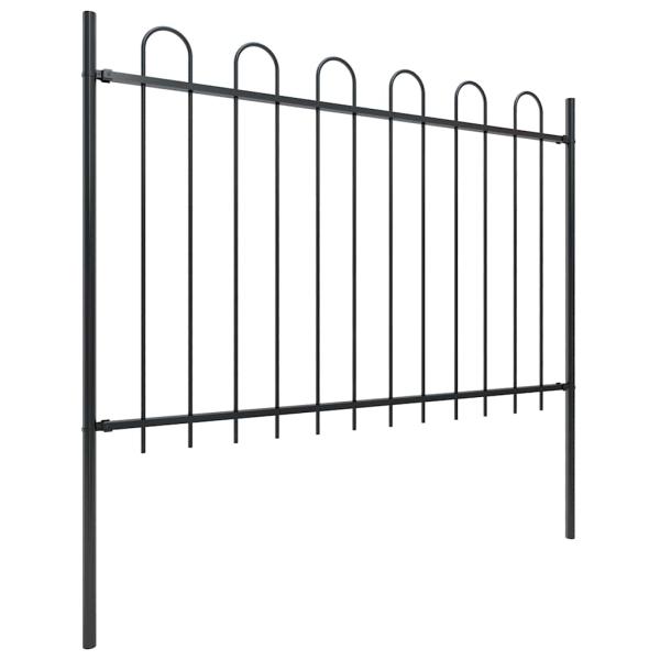 Gartenzaun mit Rundbogen Stahl 671 x 120 cm Schwarz