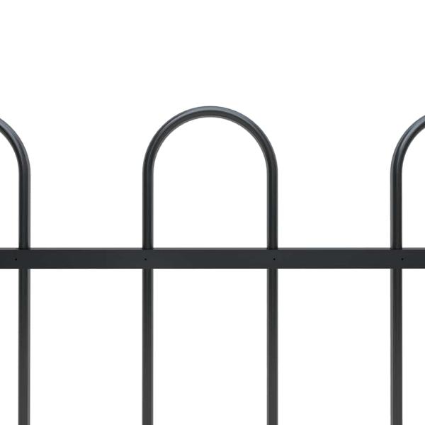 Gartenzaun mit Rundbogen Stahl 671 x 120 cm Schwarz