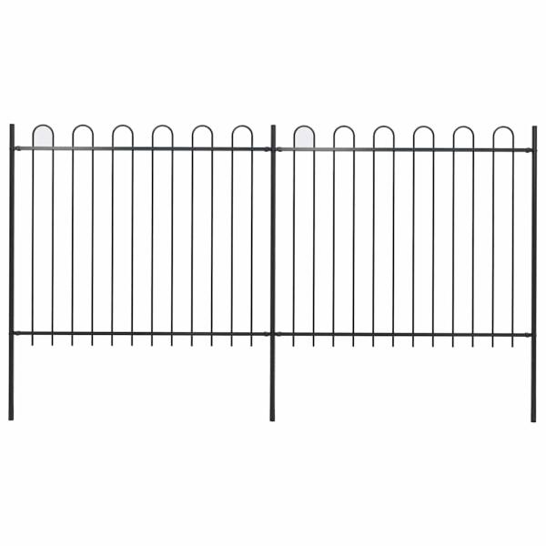 ARDEBO.de - Gartenzaun mit Rundbogen Stahl 337 x 150 cm Schwarz