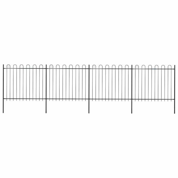 ARDEBO.de - Gartenzaun mit Rundbogen Stahl 671 x 150 cm Schwarz