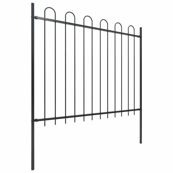 Gartenzaun mit Rundbogen Stahl 671 x 150 cm Schwarz