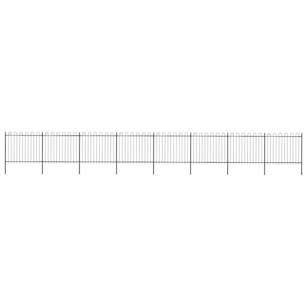 ARDEBO.de - Gartenzaun mit Rundbogen Stahl 1339 x 150 cm Schwarz