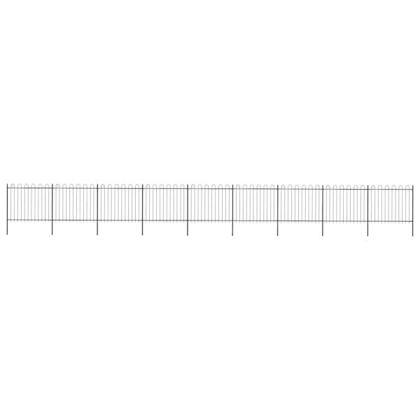 ARDEBO.de - Gartenzaun mit Rundbogen Stahl 1506 x 150 cm Schwarz