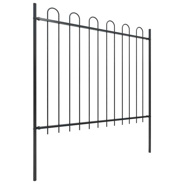 Gartenzaun mit Rundbogen Stahl 1506 x 150 cm Schwarz