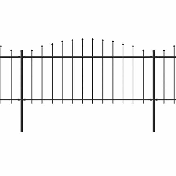 Gartenzaun mit Speerspitze Stahl 337 x 75 cm Schwarz