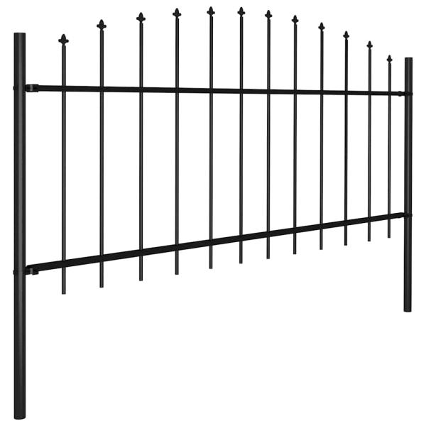 Gartenzaun mit Speerspitze Stahl 504 x 75 cm Schwarz