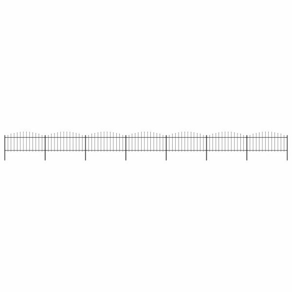 ARDEBO.de - Gartenzaun mit Speerspitzen Stahl (0,5 - 0,75) x 11,9 m Schwarz