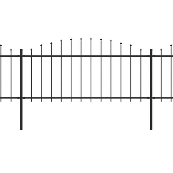 Gartenzaun mit Speerspitzen Stahl (0,5 - 0,75) x 11,9 m Schwarz