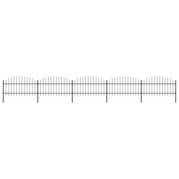 ARDEBO.de - Gartenzaun mit Speerspitze Stahl 892,5 x 125 cm Schwarz