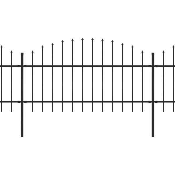 Gartenzaun mit Speerspitzen Stahl (1 - 1,25) x 13,6 m Schwarz