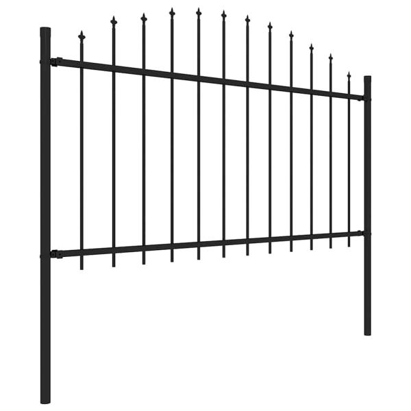 Gartenzaun mit Speerspitze Stahl 838 x 150 cm Schwarz